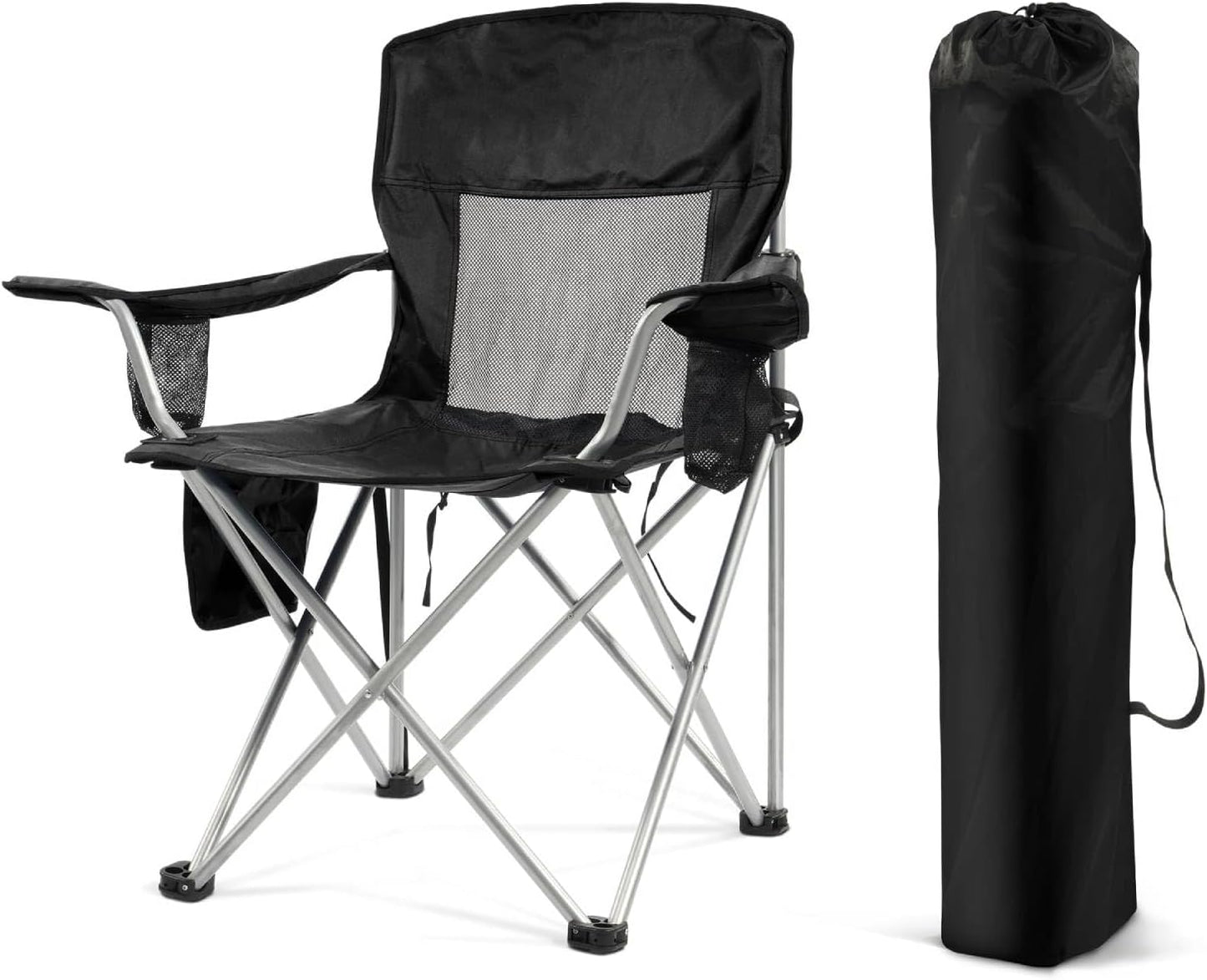 Simple Deluxe Foldable Camping Chair with Cup Holder and Bag