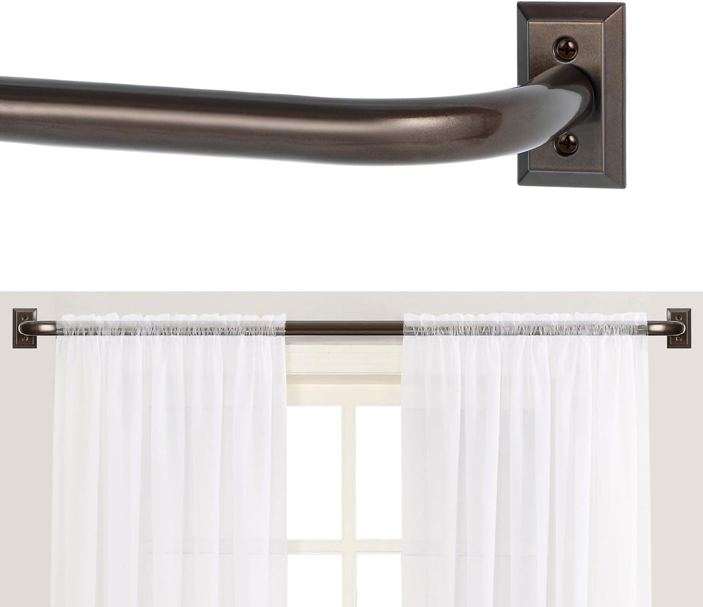 Bronze Wrap Around Curtain Rods for 48 to 90 Inch Windows
