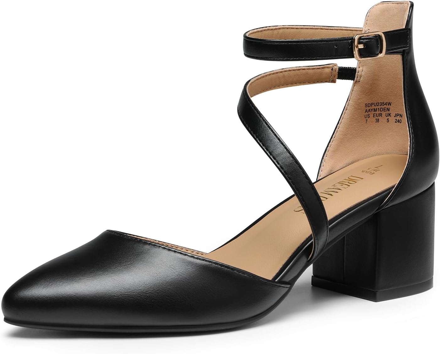 DREAM PAIRS Women's Closed Pointed Toe Low Chunky Heels Pumps