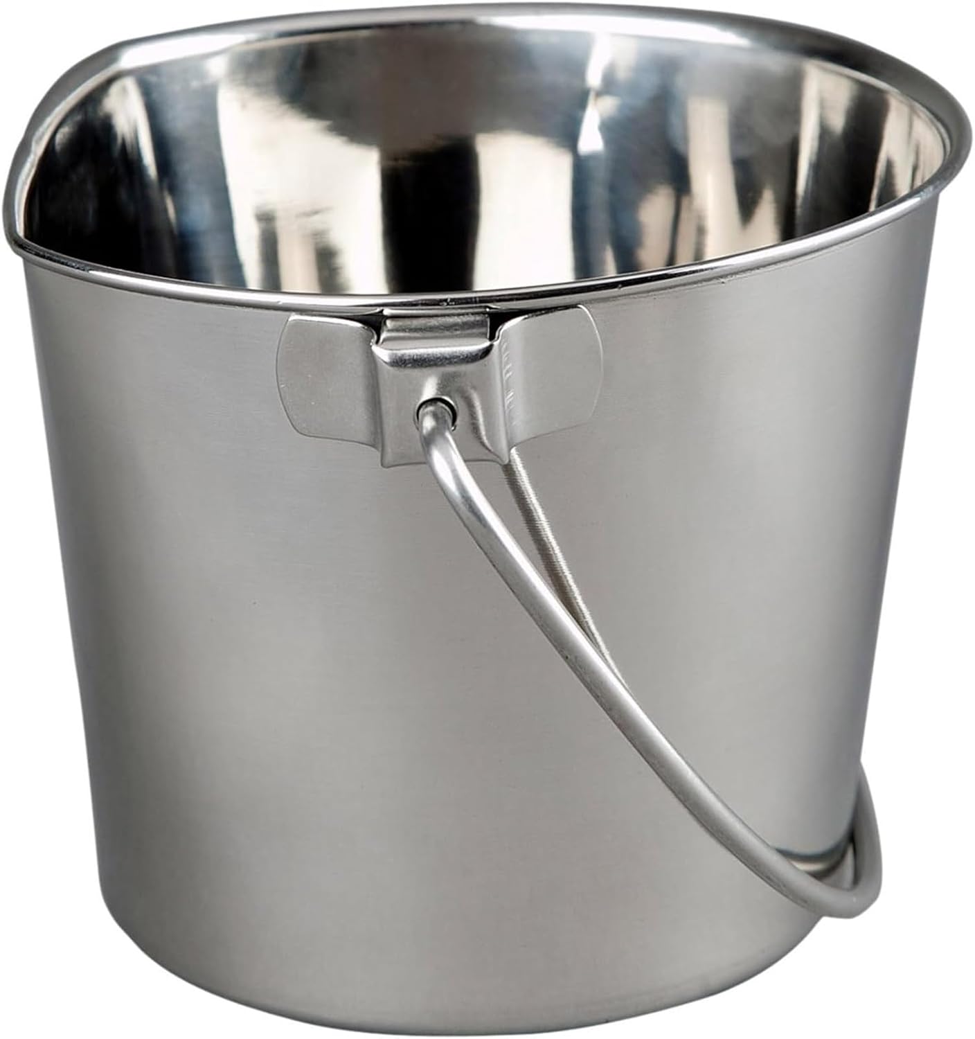 13 Quart Heavy Duty Stainless Steel Flat Side Bucket for Pets