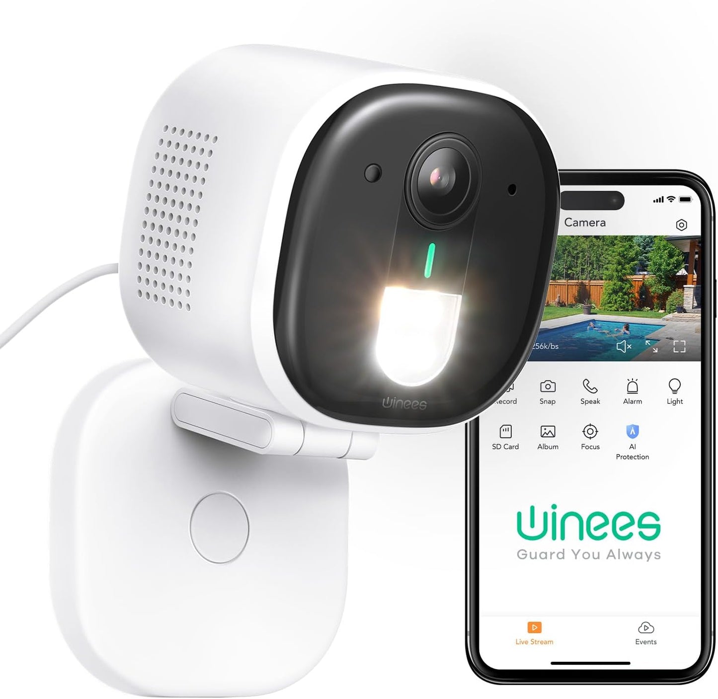 Winees 2K Wi-Fi Outdoor Security Camera with AI Detection