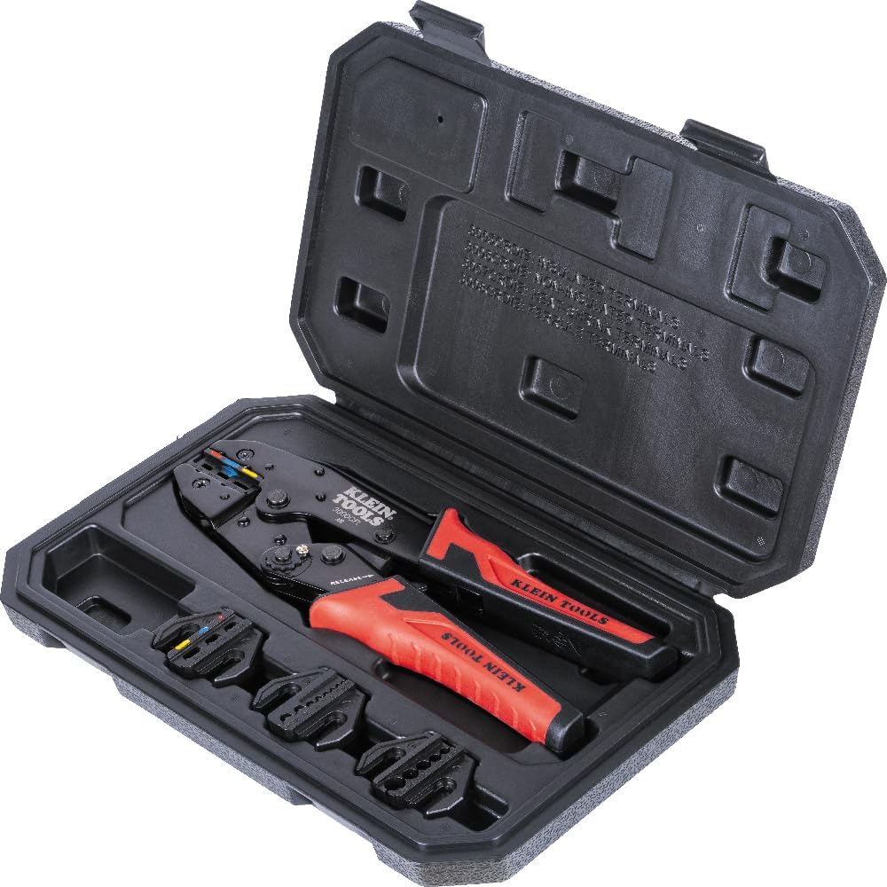Klein Tools Ratchet Crimping Tool Set with Interchangeable Dies