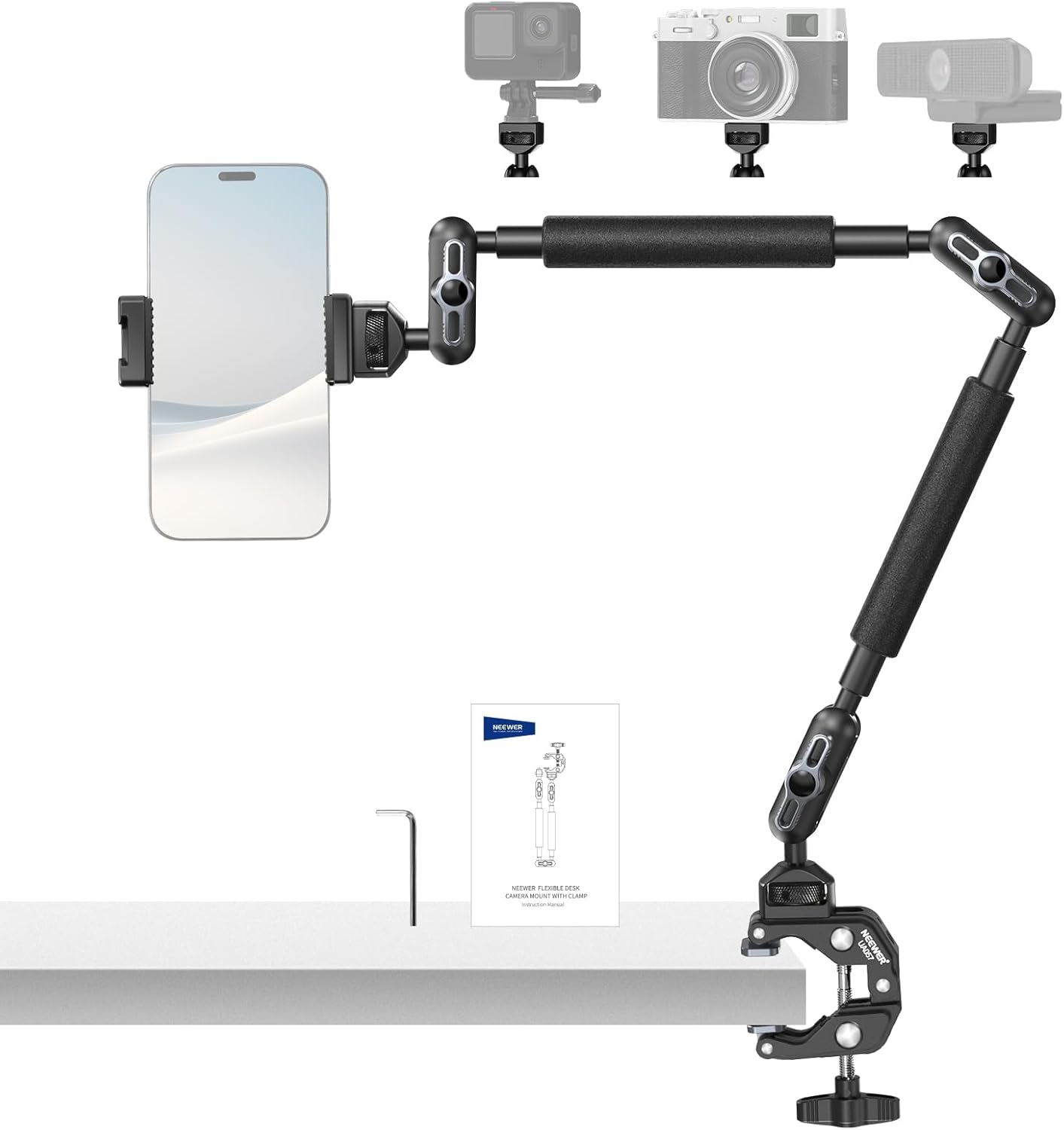 NEEWER 22in Magic Arm with Desk C Clamp for Overhead Mounting