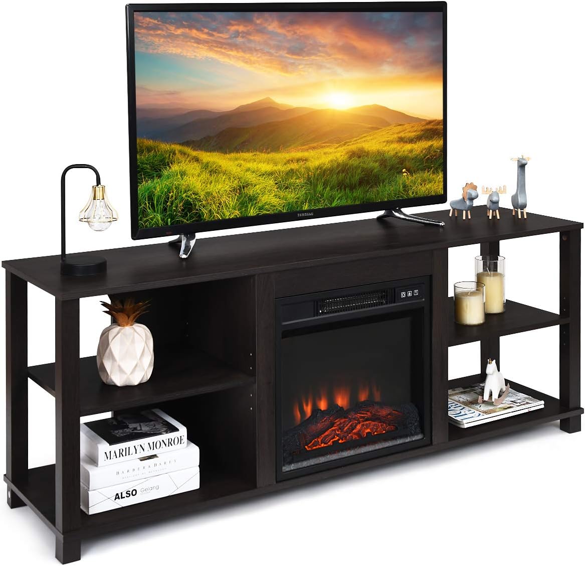 Modern 2-Tier TV Stand - Adjustable Shelves