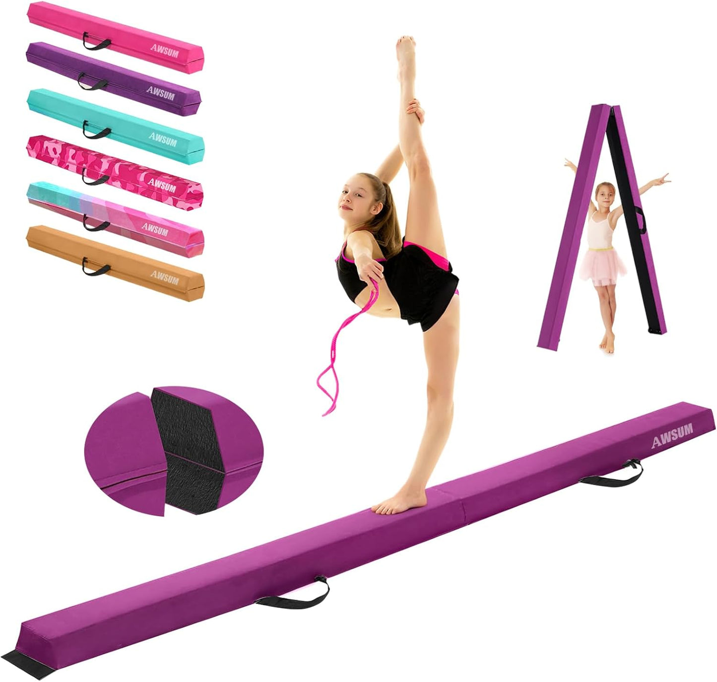AWSUM Balance Beam for Kids - Anti-Slip Folding Gymnastics