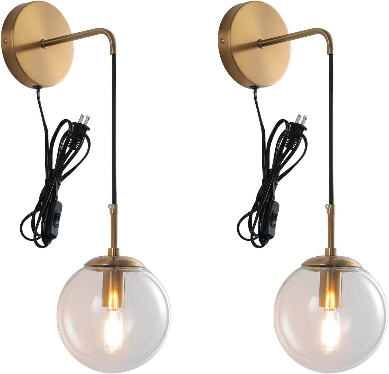Stylish Wall Sconces Set of Two with Adjustable Cord Design