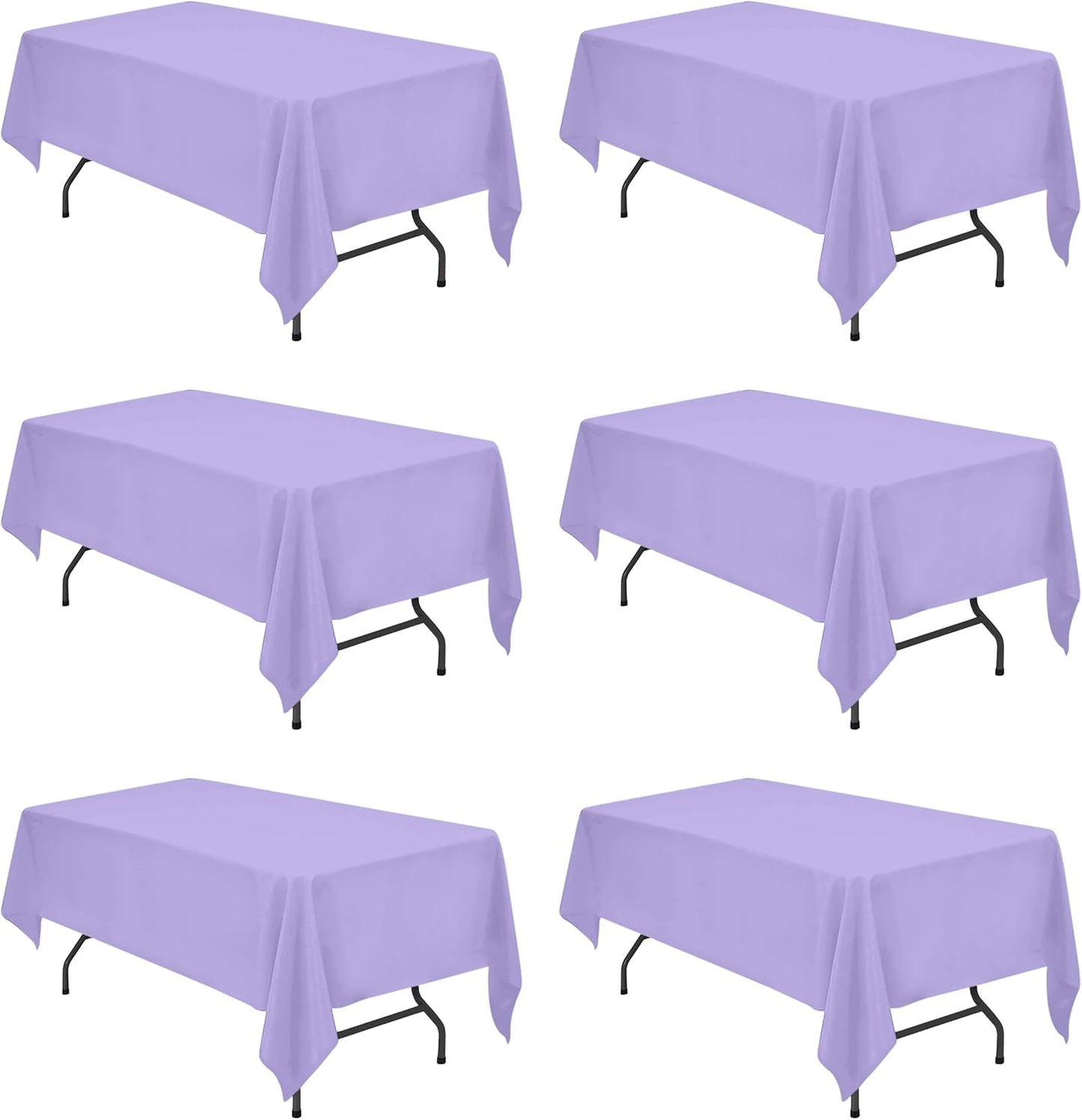 Lavender Tablecloths for 6 Foot Rectangle Tables - 6 Pack