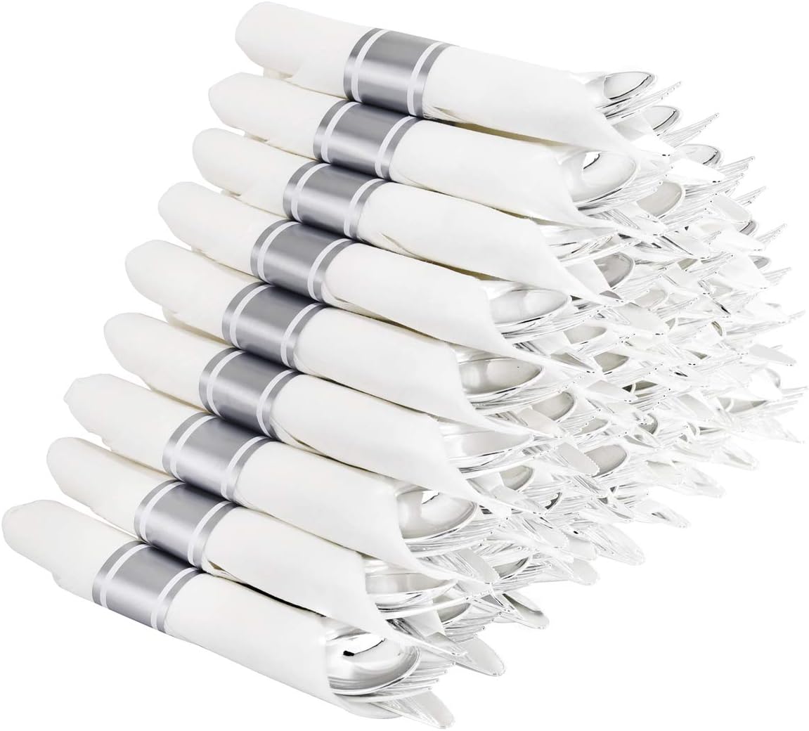 Supernal 60 Pack Silver Plastic Silverware for Any Occasion