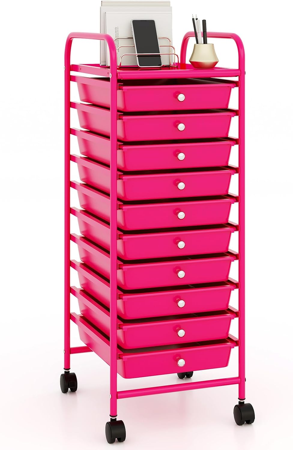 10 Drawer Rolling Cart for Classroom and Office Organization