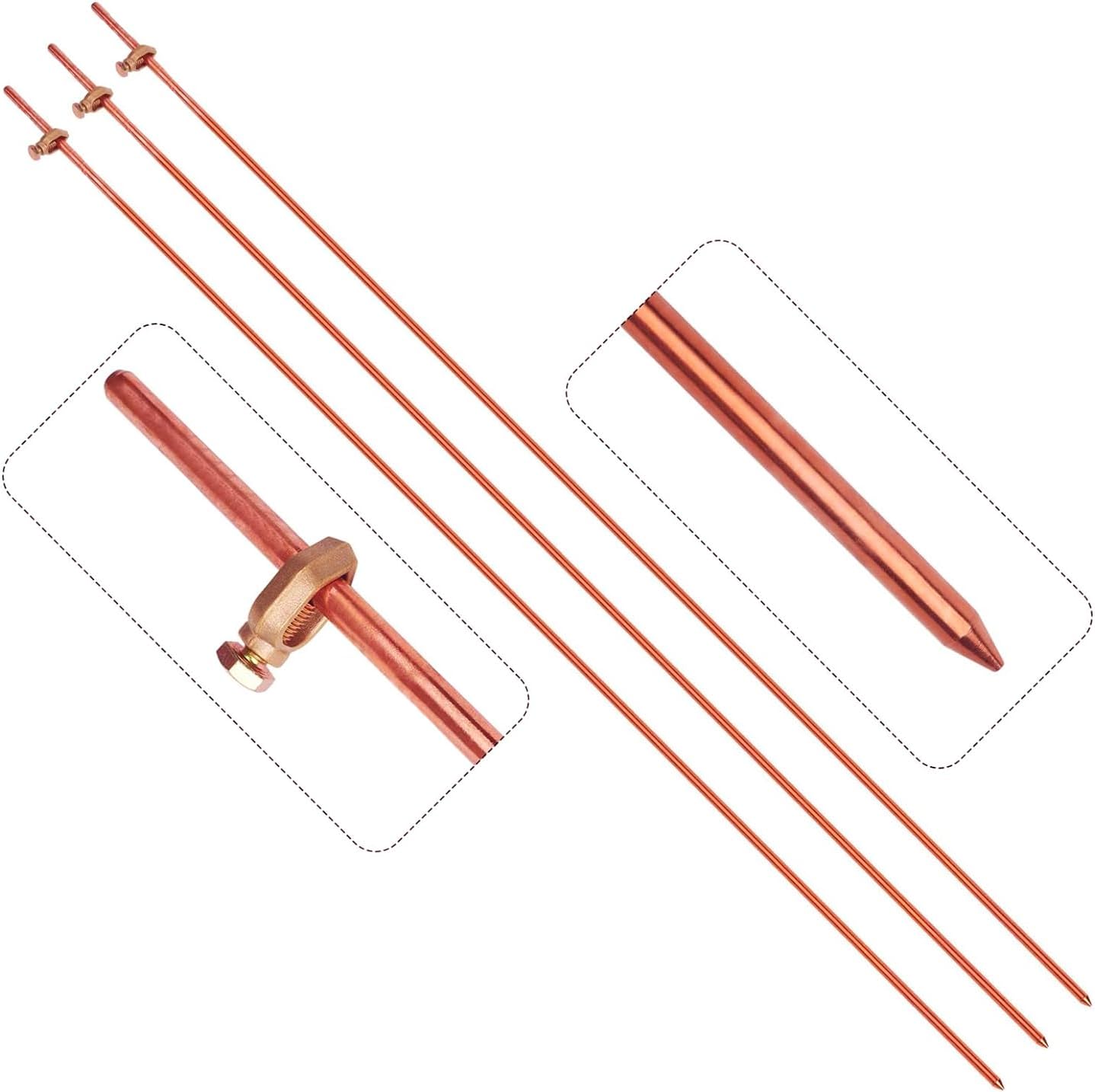 3 Pcs Grounding Rod Kit for Electric Fences and Antennas