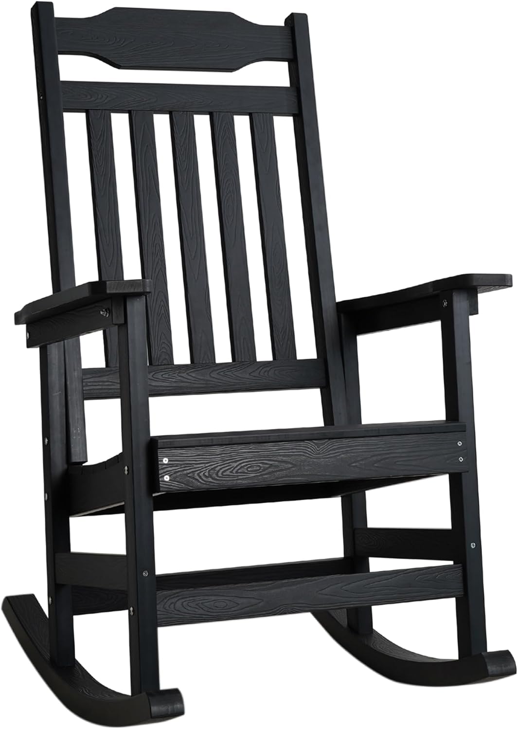 All Weather Resistant HDPS Rocking Chair, 350 lbs Capacity, Indoor/Outdoor - Black