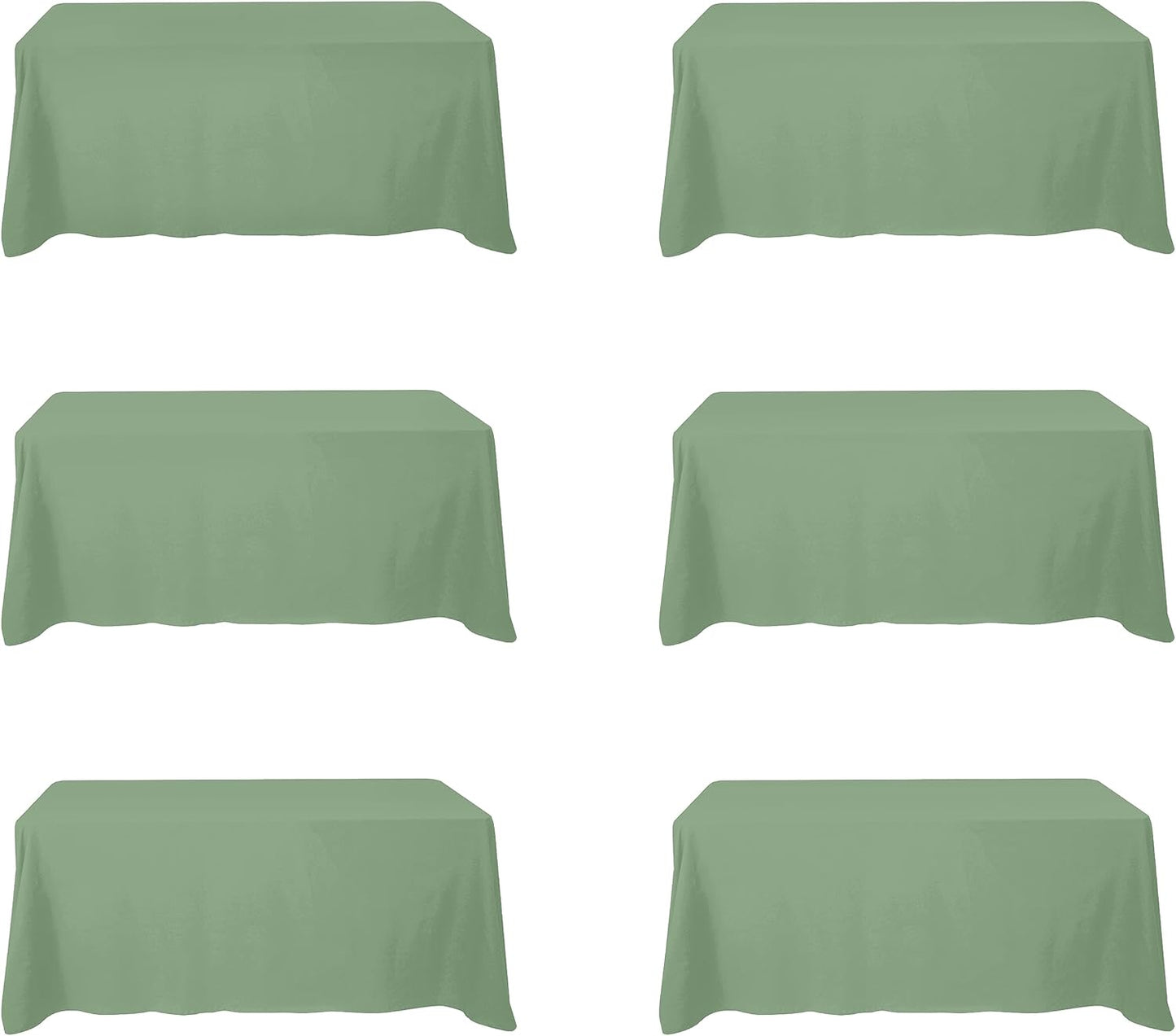 Sage Green Tablecloths for 6 Foot Rectangle Tables - 6 Pack