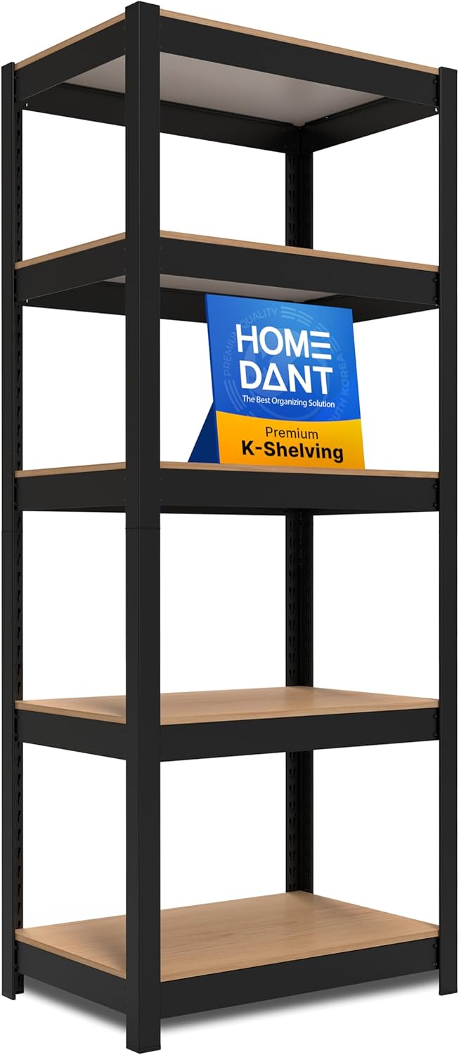 HOMEDANT House Black 5 Tier Adjustable Storage Utility Rack