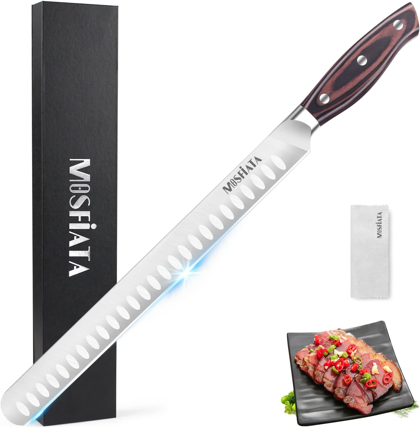 MOSFiATA 12in Slicing Carving Knife for Effortless Meat Cutting