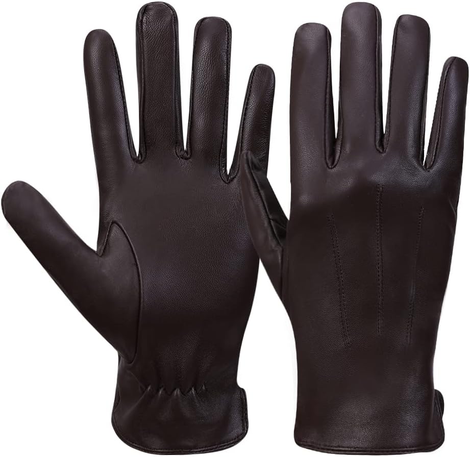MGGMOKAY Mens Luxury Leather Gloves - Cashmere Lined