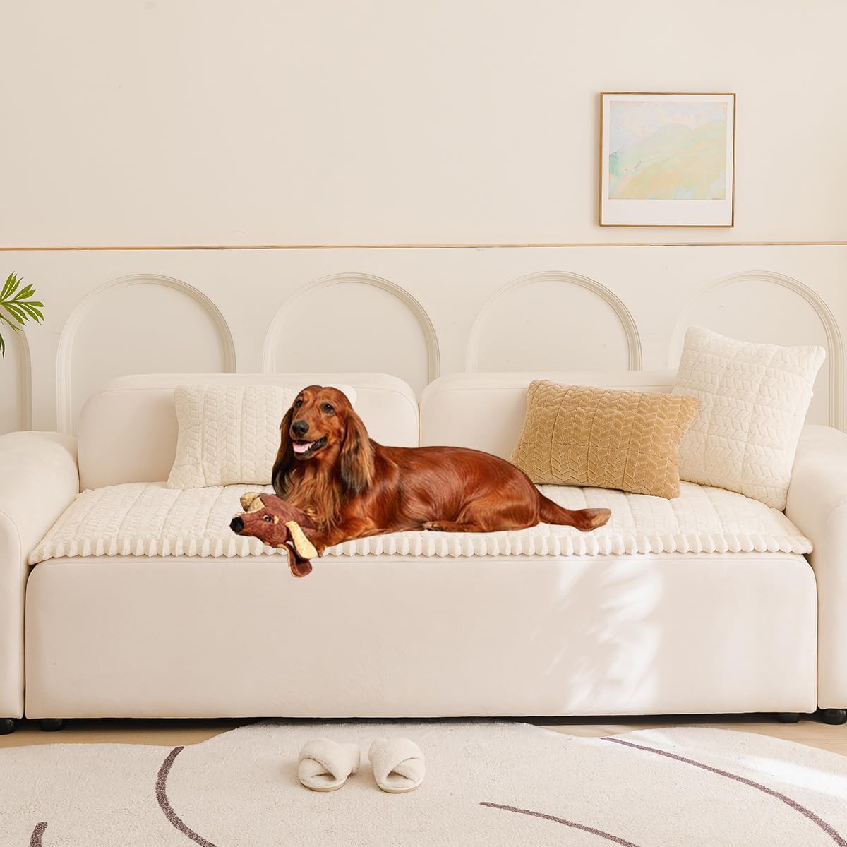 Fuzzy Couch Cover for Pets - Washable Non-Slip Sofa Protector