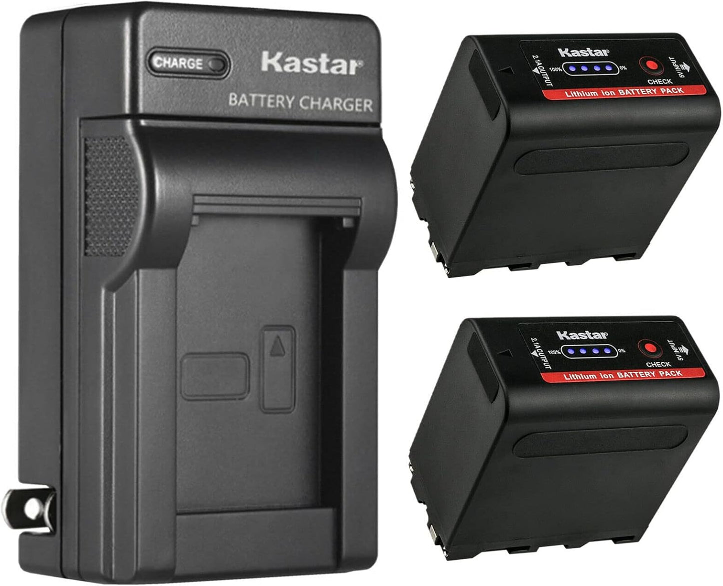 Kastar 2-Pack Battery and AC Wall Charger for Sony Camcorders