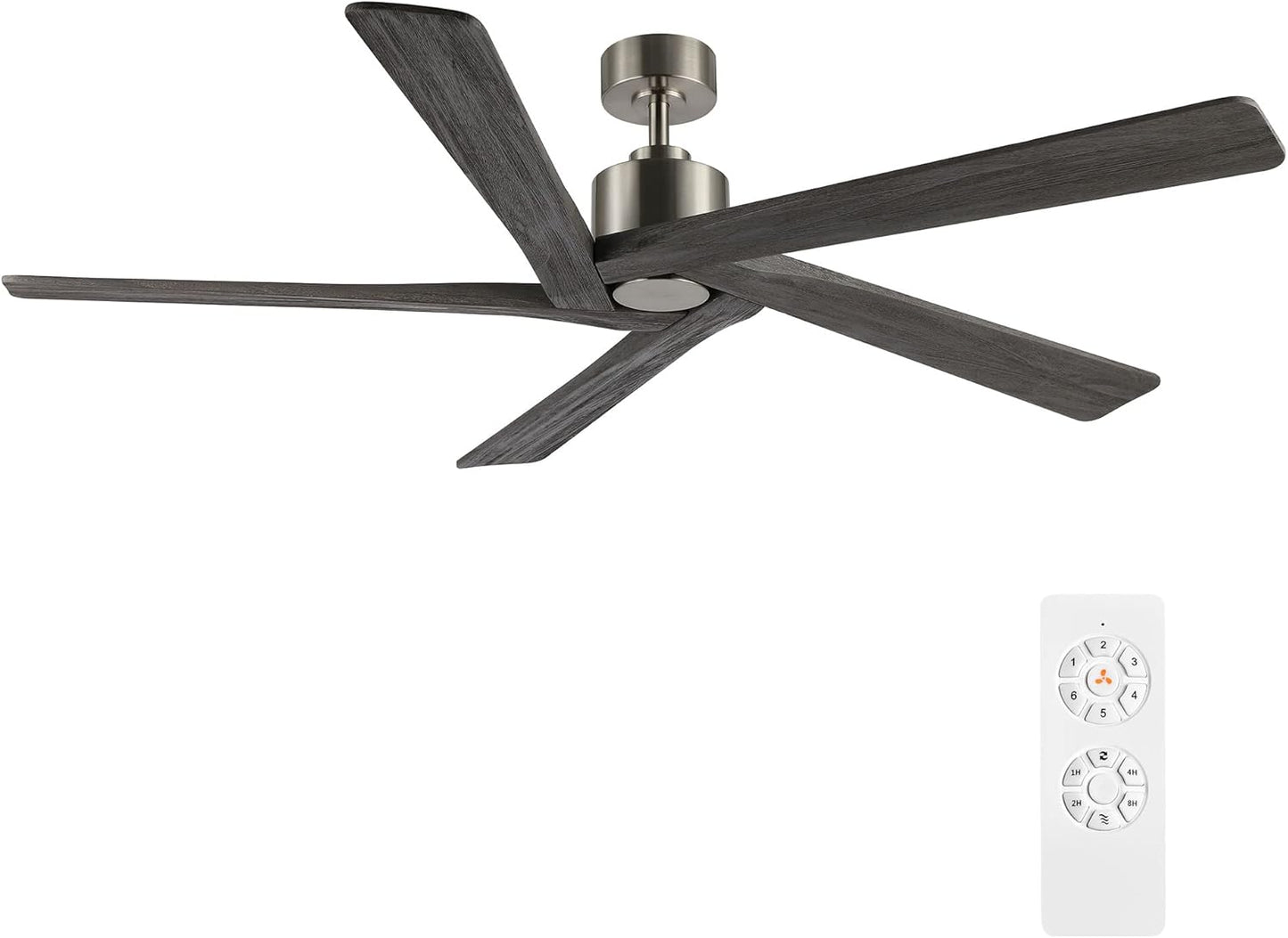 WINGBO 54 DC Ceiling Fan, Noiseless Motor, Remote Control - Brushed Nickel