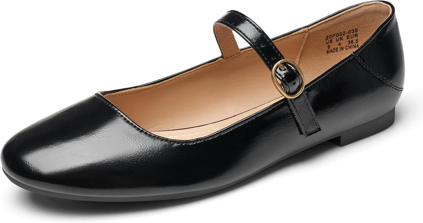 Rekayla Mary Jane Flats for Women - Comfy Leather Ballet Shoes
