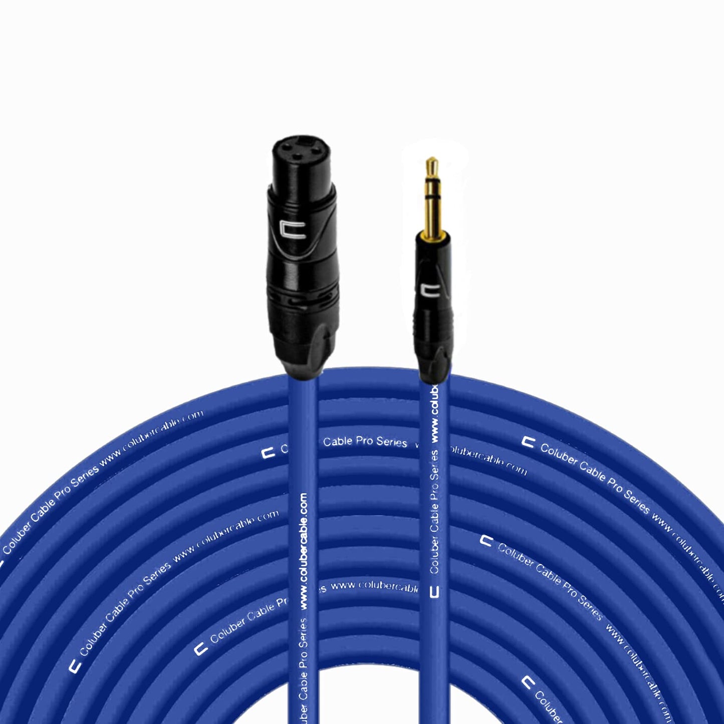 Balanced XLR Female Cable to 3.5 TRS Male - 100 Feet Blue