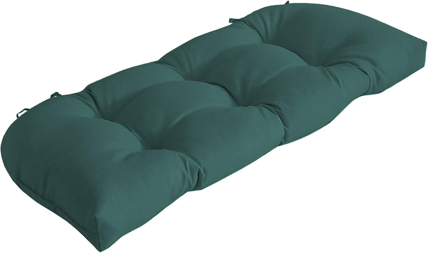Arden Outdoor Wicker Settee Cushion in Peacock Blue Green Texture