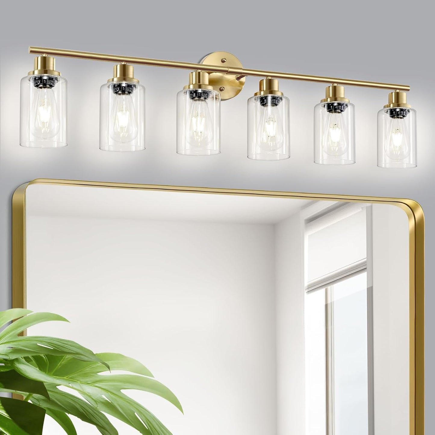 6-Light E26 Gold Bathroom Vanity Lights for Modern Spaces