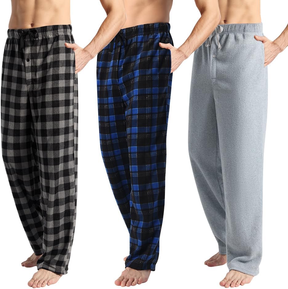 Men's Fleece Pajama Pants with Pockets for Cozy Comfort