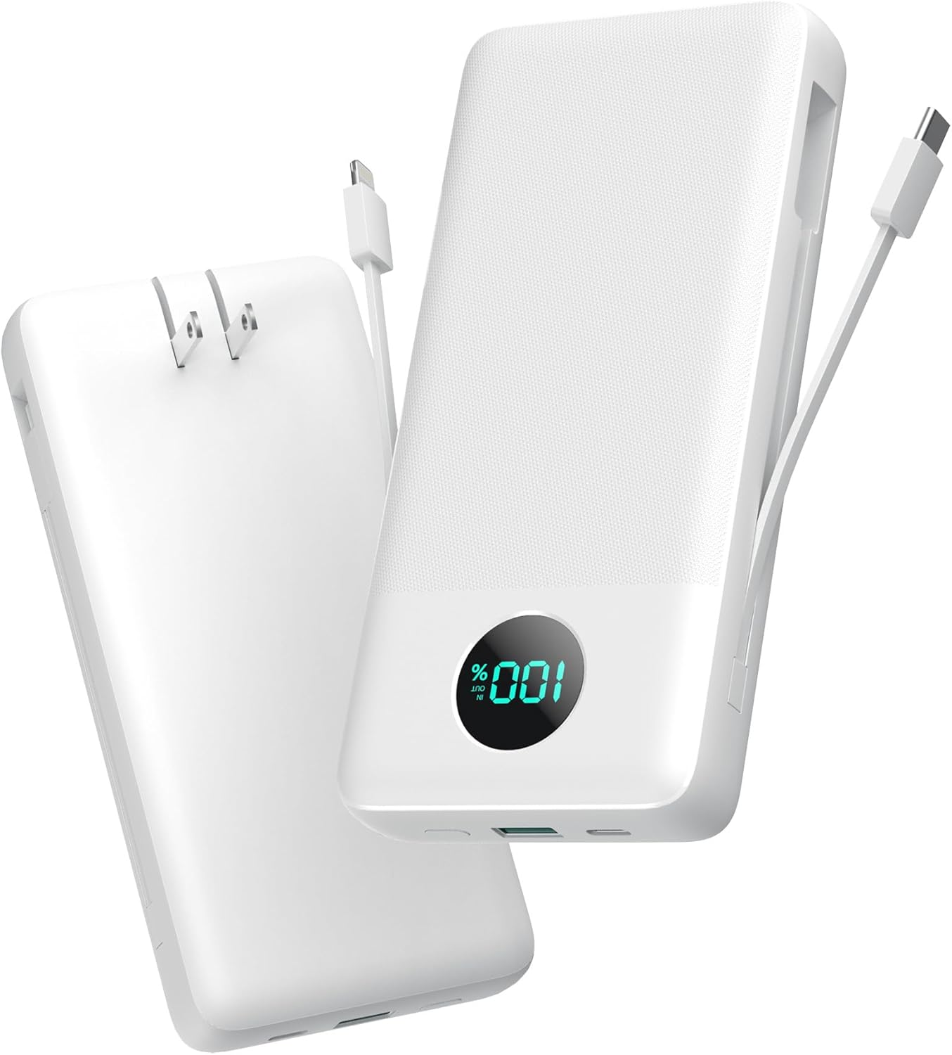 Portable Charger 33800mAh with Built-in Cables & AC Plug