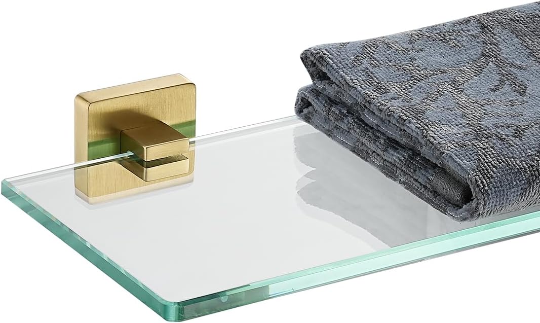 JQK Bathroom Glass Shelf for Stylish Shower Storage Solutions