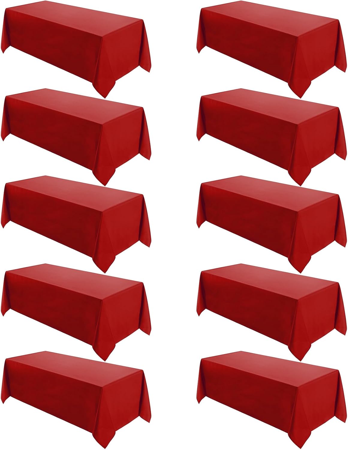 VidaFete 10 Pack 90x132 Inch Red Tablecloth for Events and Parties