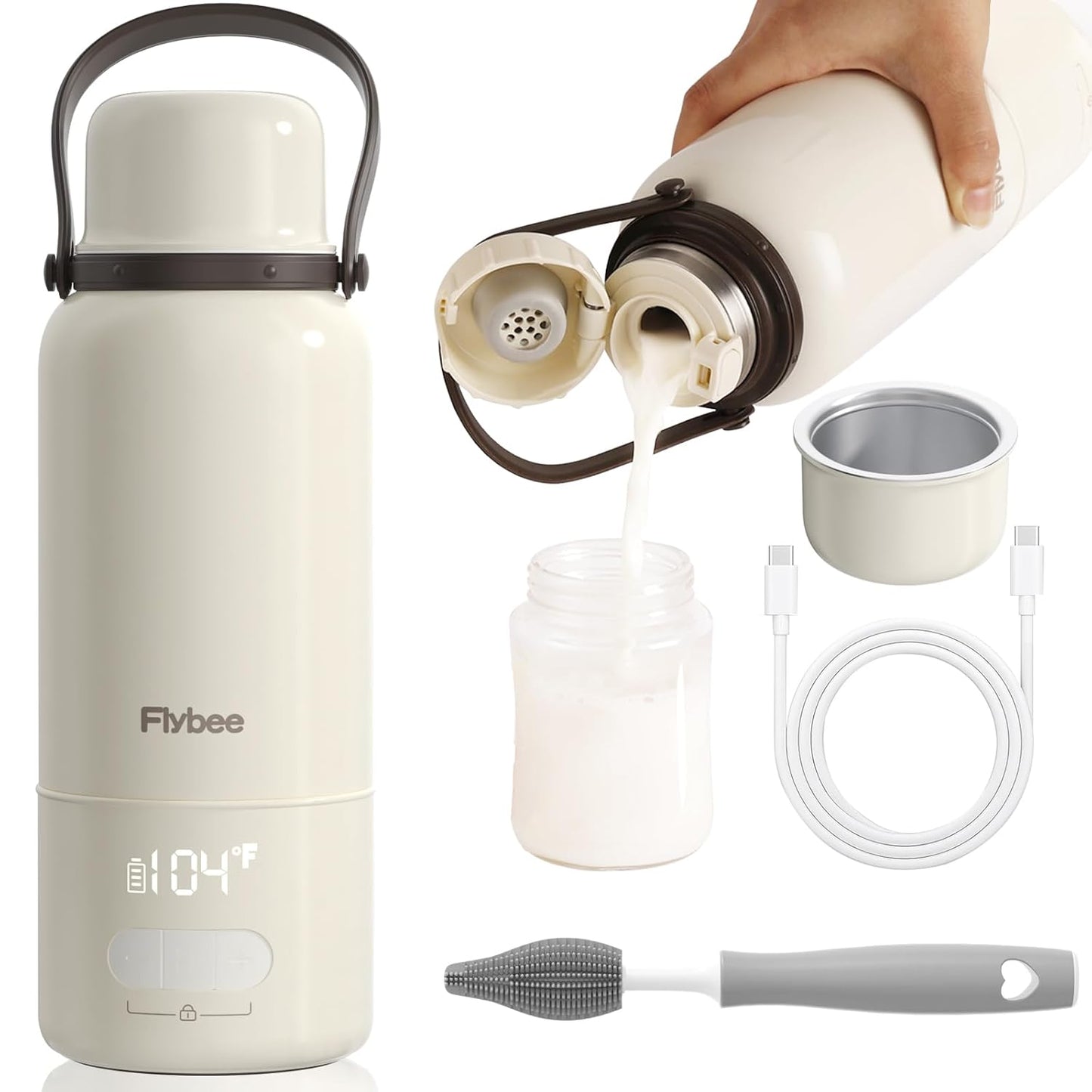 Flybee Portable Milk Warmer: Quick Heat, Baby-Safe, 17oz Capacity