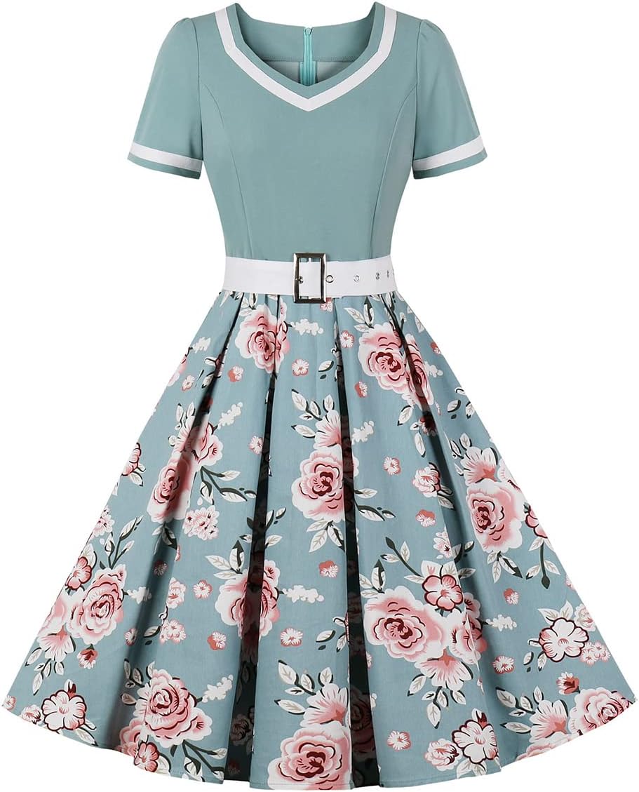 Vintage 1950s Retro Polka Dot Cocktail Party Swing Dress