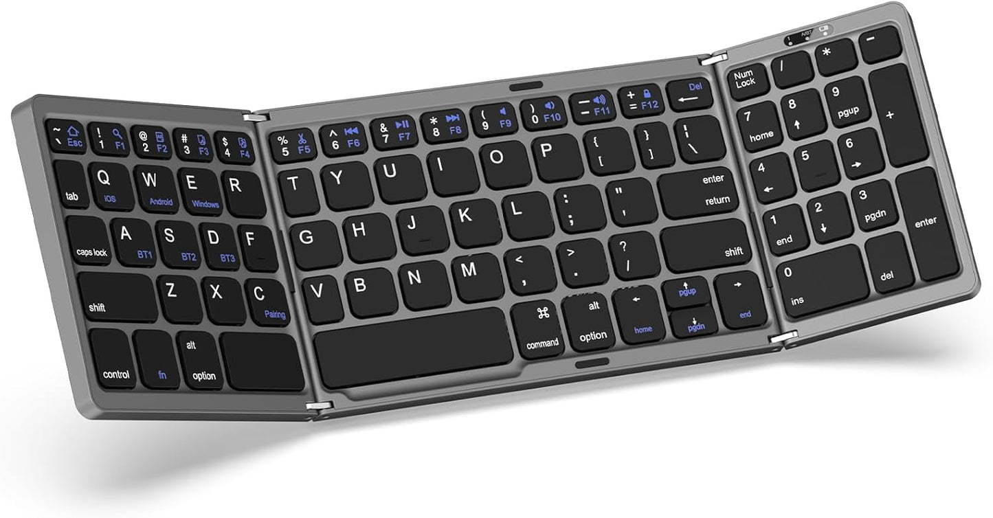 MoKo Foldable Bluetooth Keyboard - Multi-Device, Portable, USB-C Rechargeable