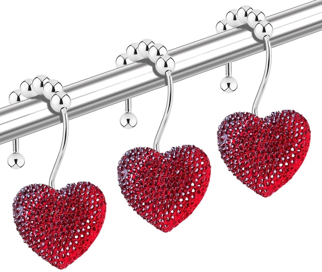 Shimmering Heart Crystal Hooks Set