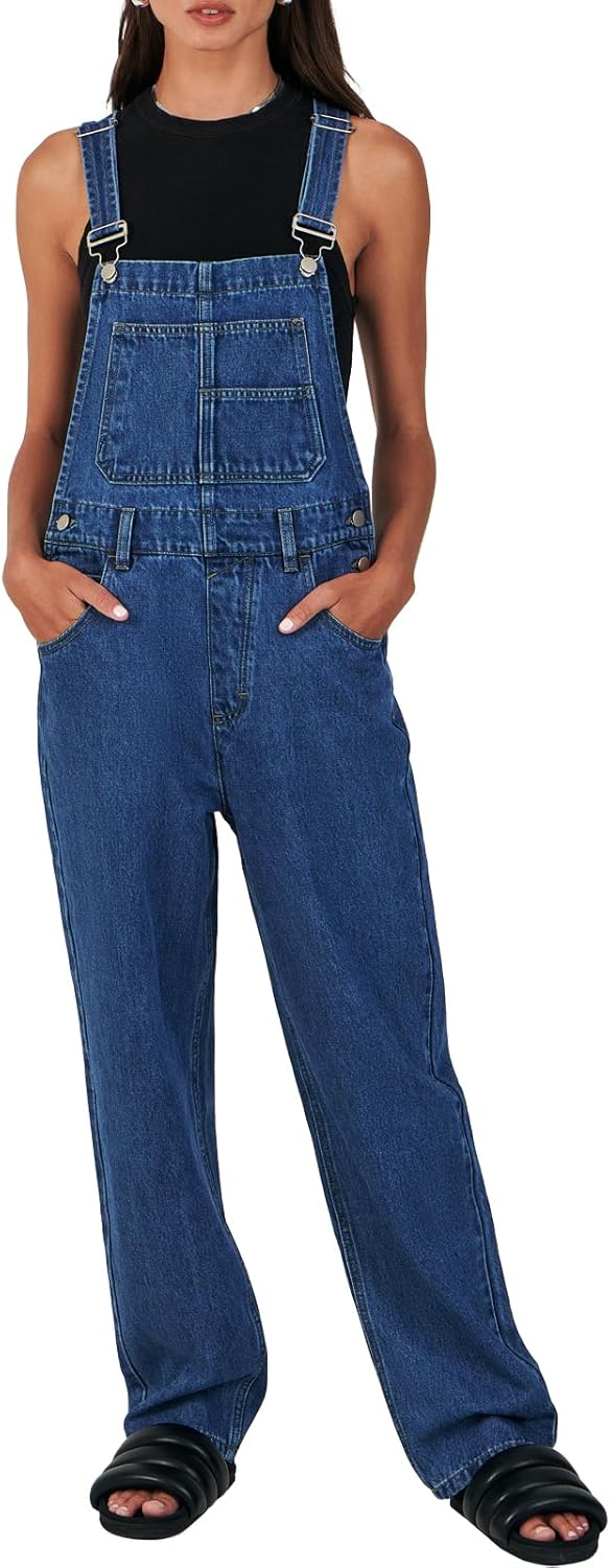 Stylish Loose Fit Denim Overalls for Women by ANRABESS