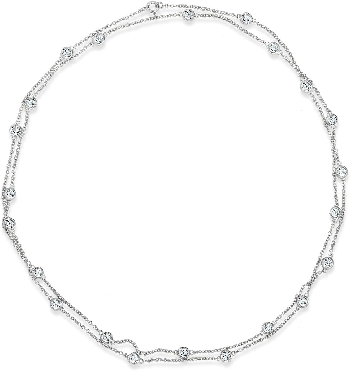 Essentials Platinum Station Necklace with Zirconia