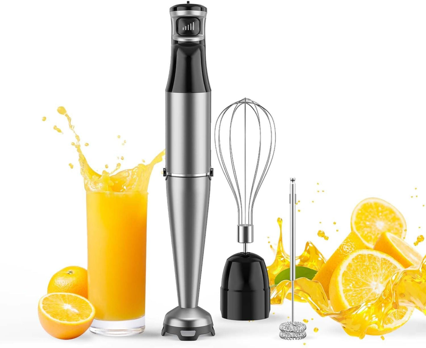 3-in-1 Handheld Immersion Blender: Whisk & Frother Included!