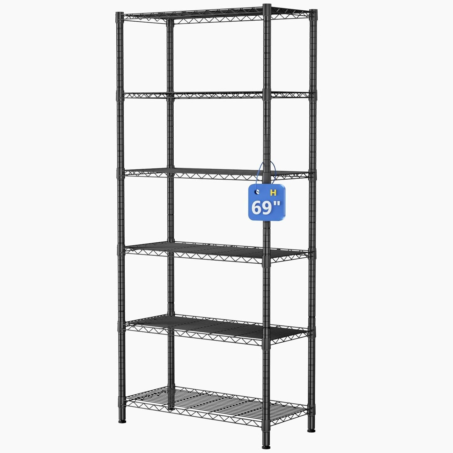 6 Tier Adjustable Storage Shelves for Home and Office Use