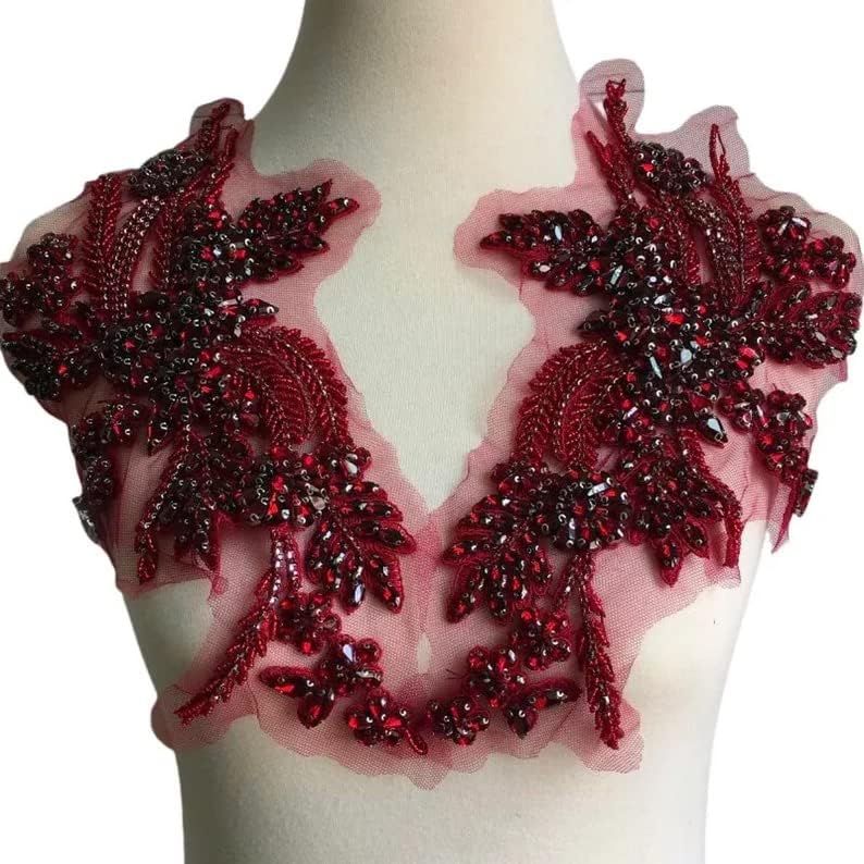 Hand-Made Beaded Rhinestones DIY Clothing Appliques Patch