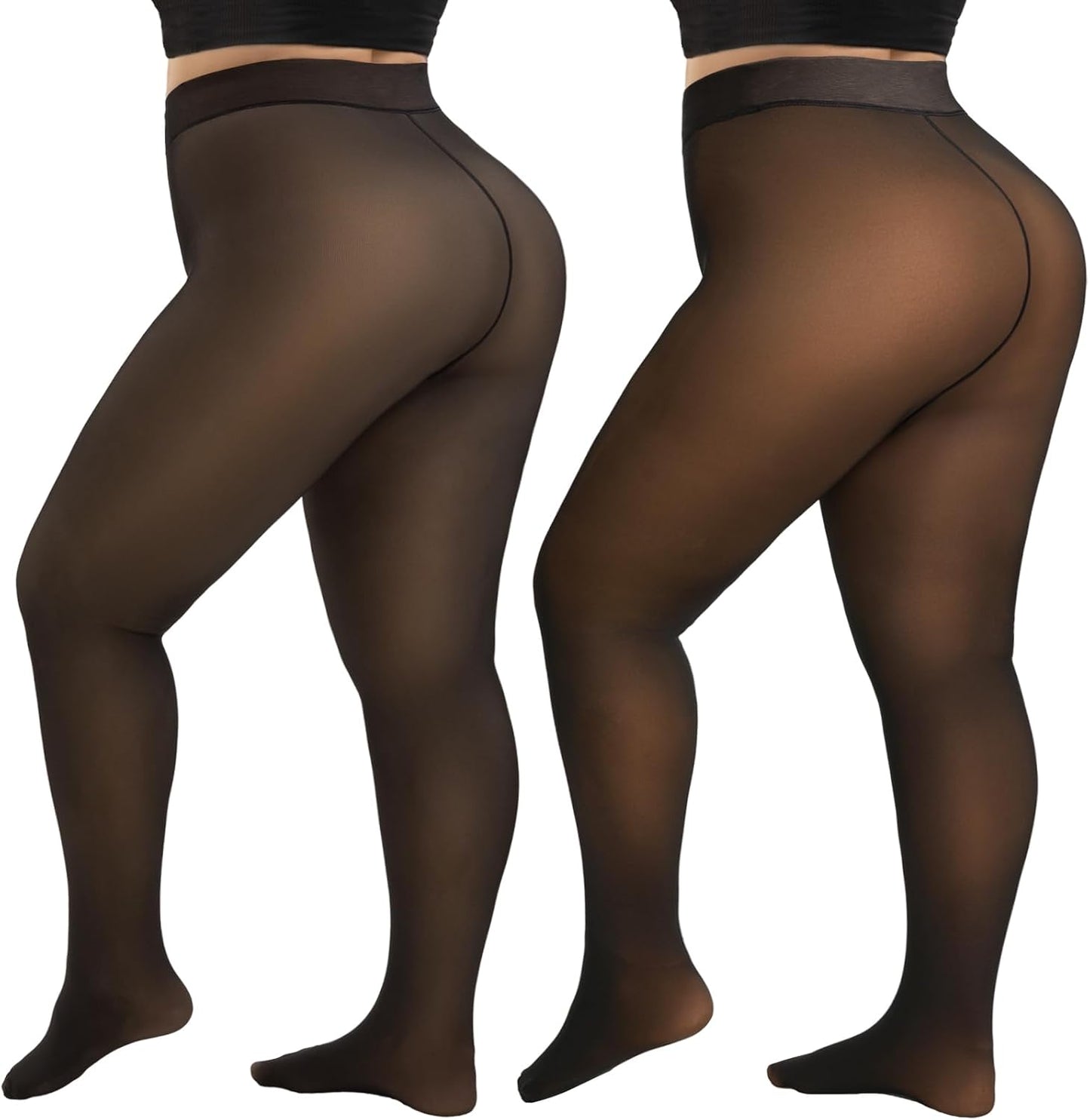 Plus Size Fleece Lined Tights for Women - Thermal Comfort