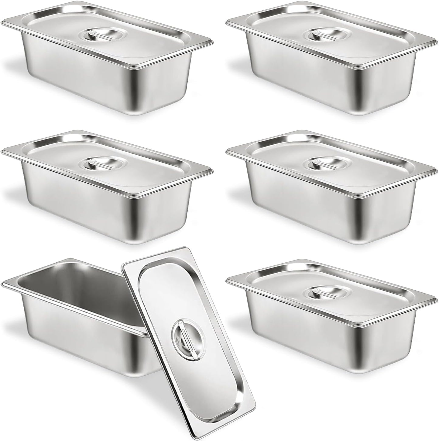 6 Set Stainless Steel Hotel Pans for Catering and Food Storage