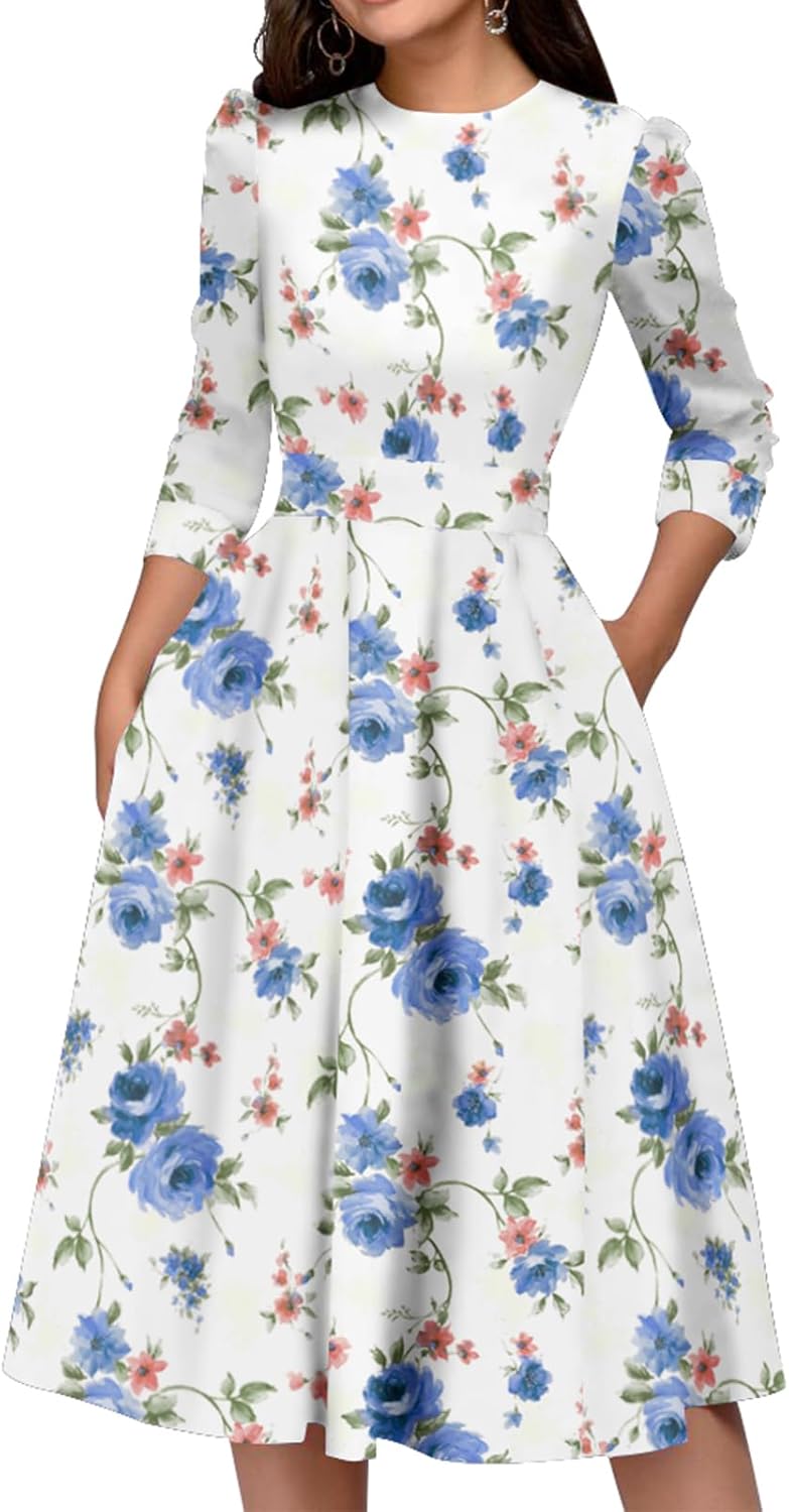Simple Flavor Women's Floral Vintage Midi Dress for Every Occasion