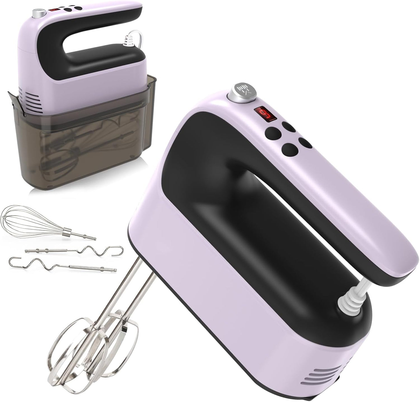 9-Speed Digital Hand Mixer with Powerful 400W Motor for Baking