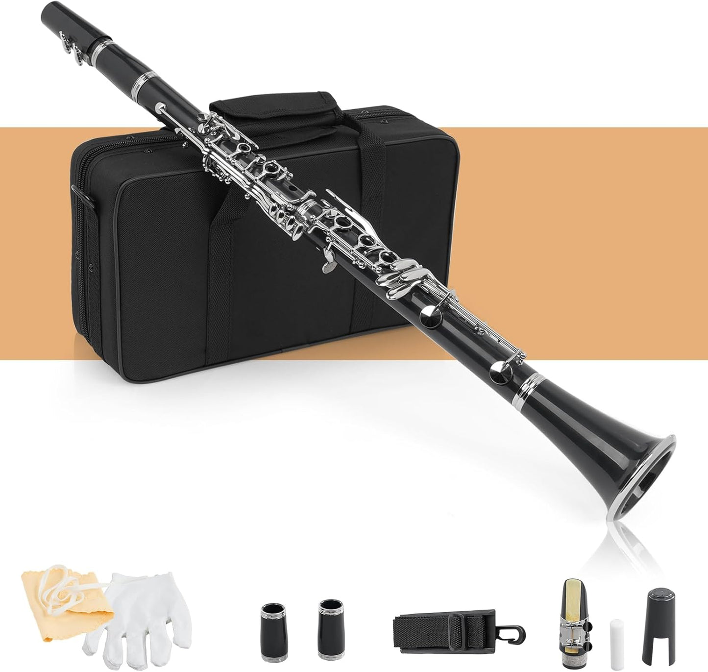 Ktaxon Bb Clarinet for Beginners with 17 Keys and Accessories