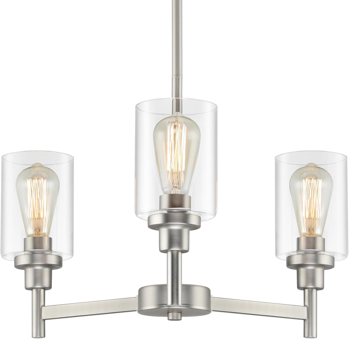 3 Lights Brushed Nickel Chandeliers for Dining Room Lighting