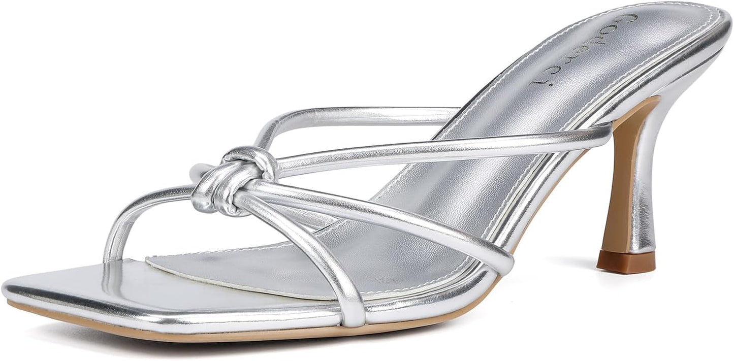 Kitten Strappy Heels for Women - Stylish Knotted Mule Sandals