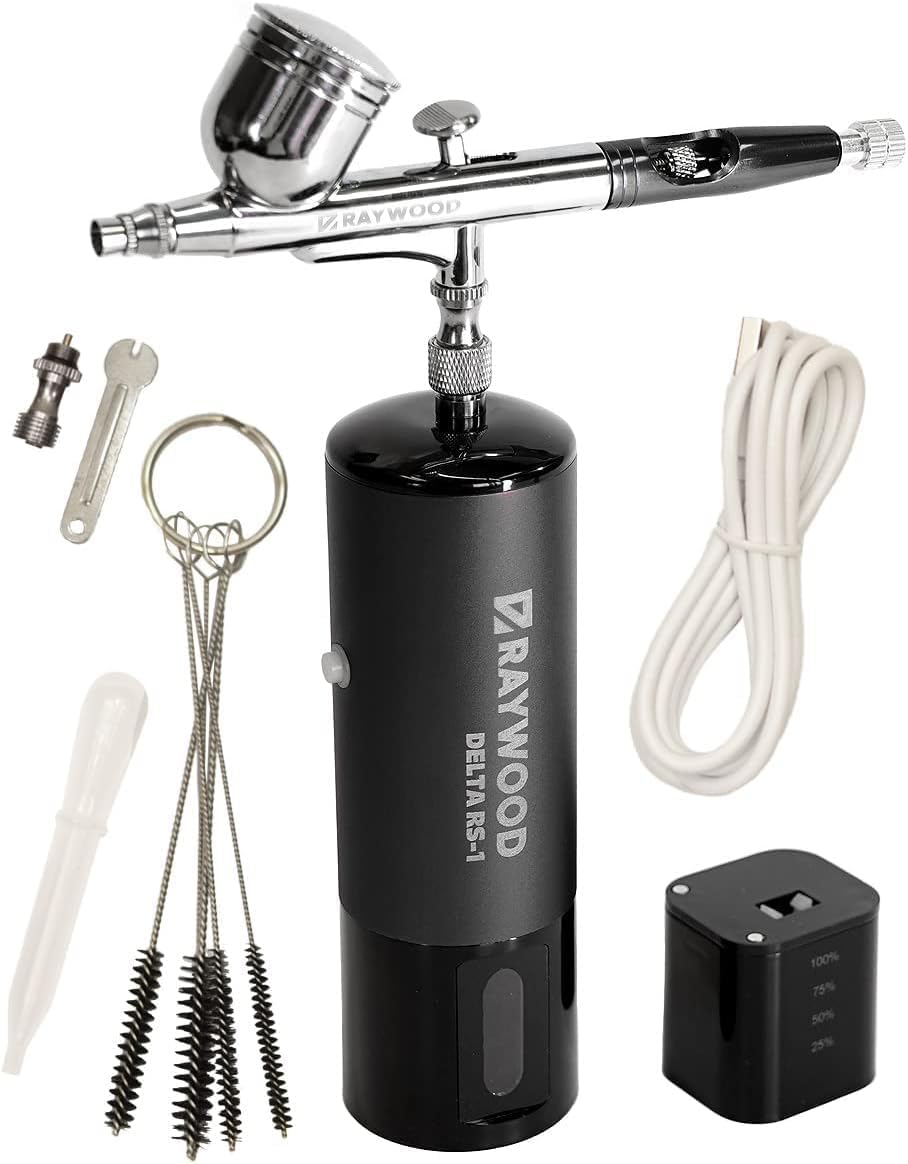 Portable Airbrush Kit - Rechargeable Compressor, USB-C, Dual Action, Perfect for Art