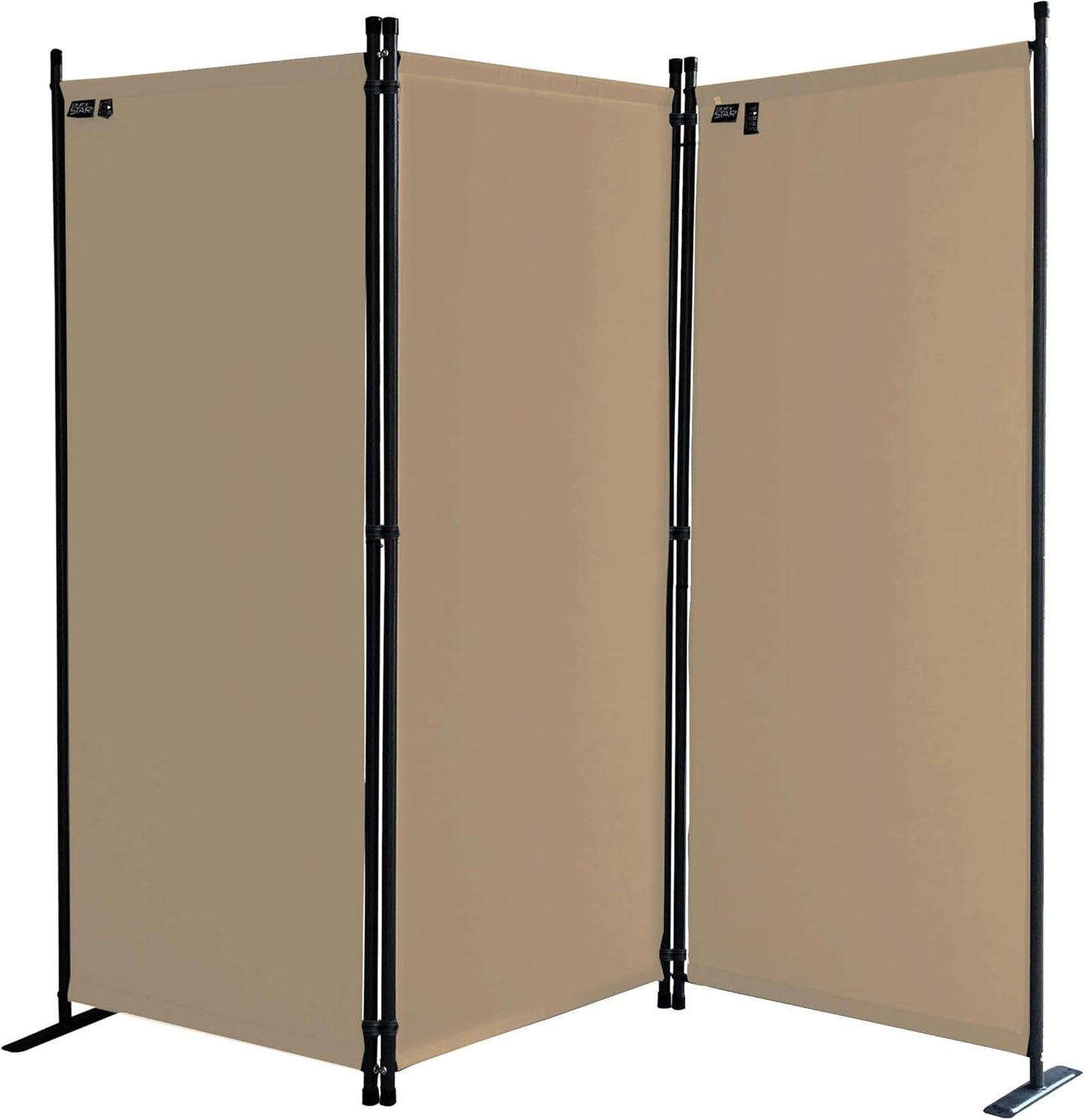 Beige 3-Panel Folding Privacy Screen for Indoor & Outdoor Use