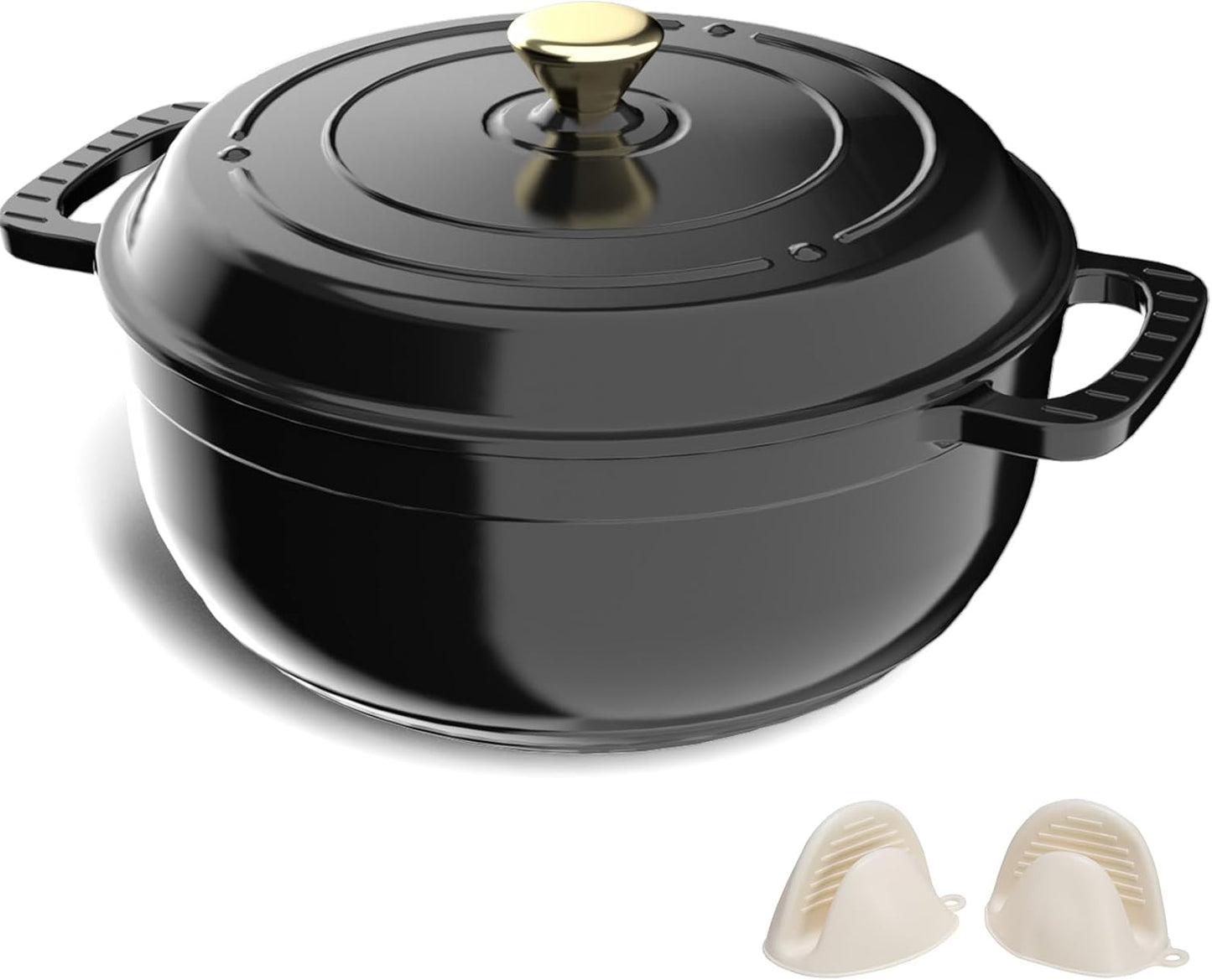 ROVSUN Enameled Cast Iron Round Dutch Oven for Baking & Roasting