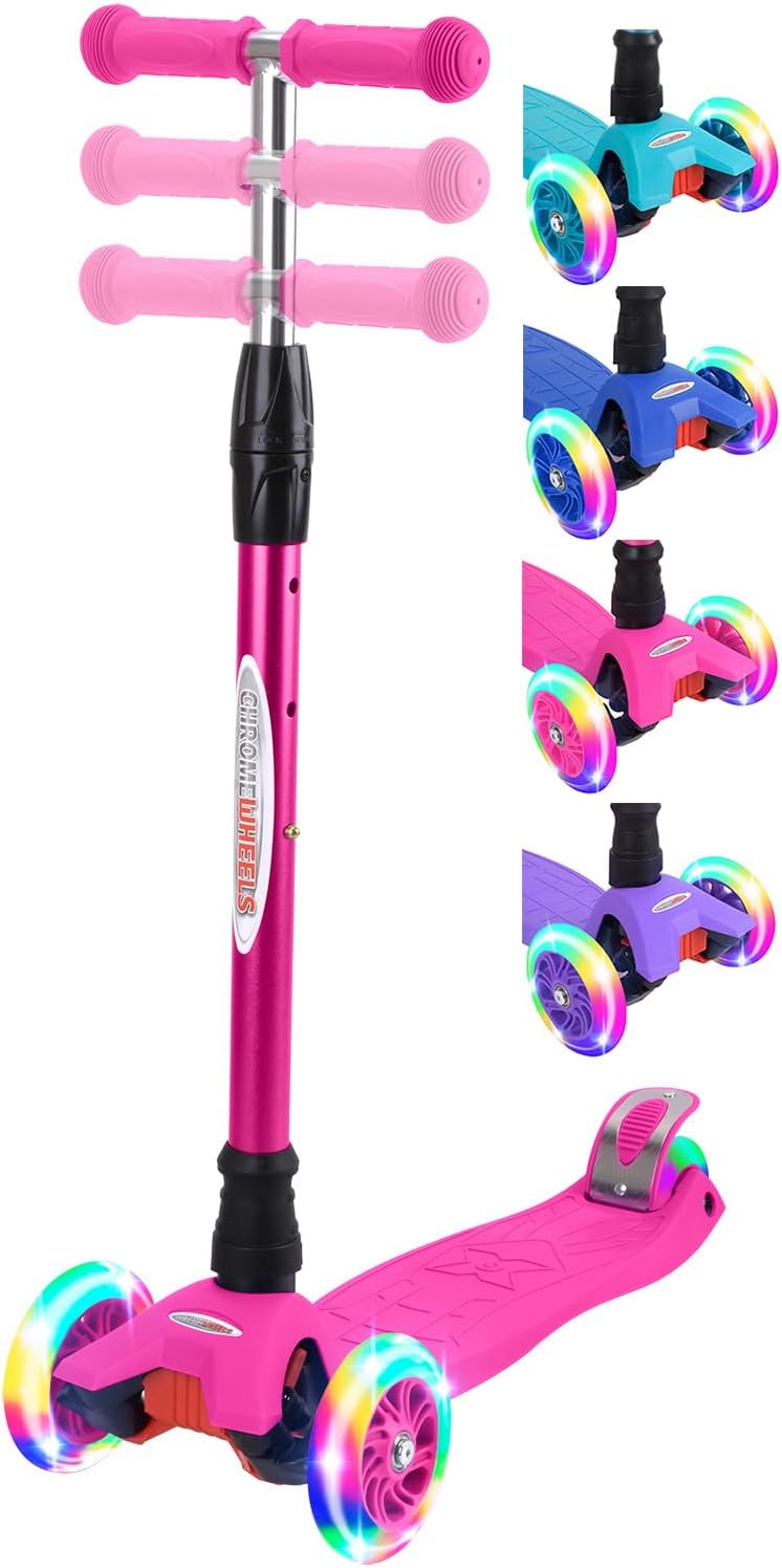 ChromeWheels Deluxe 3 Wheels Kick Scooter for Kids Ages 3-12